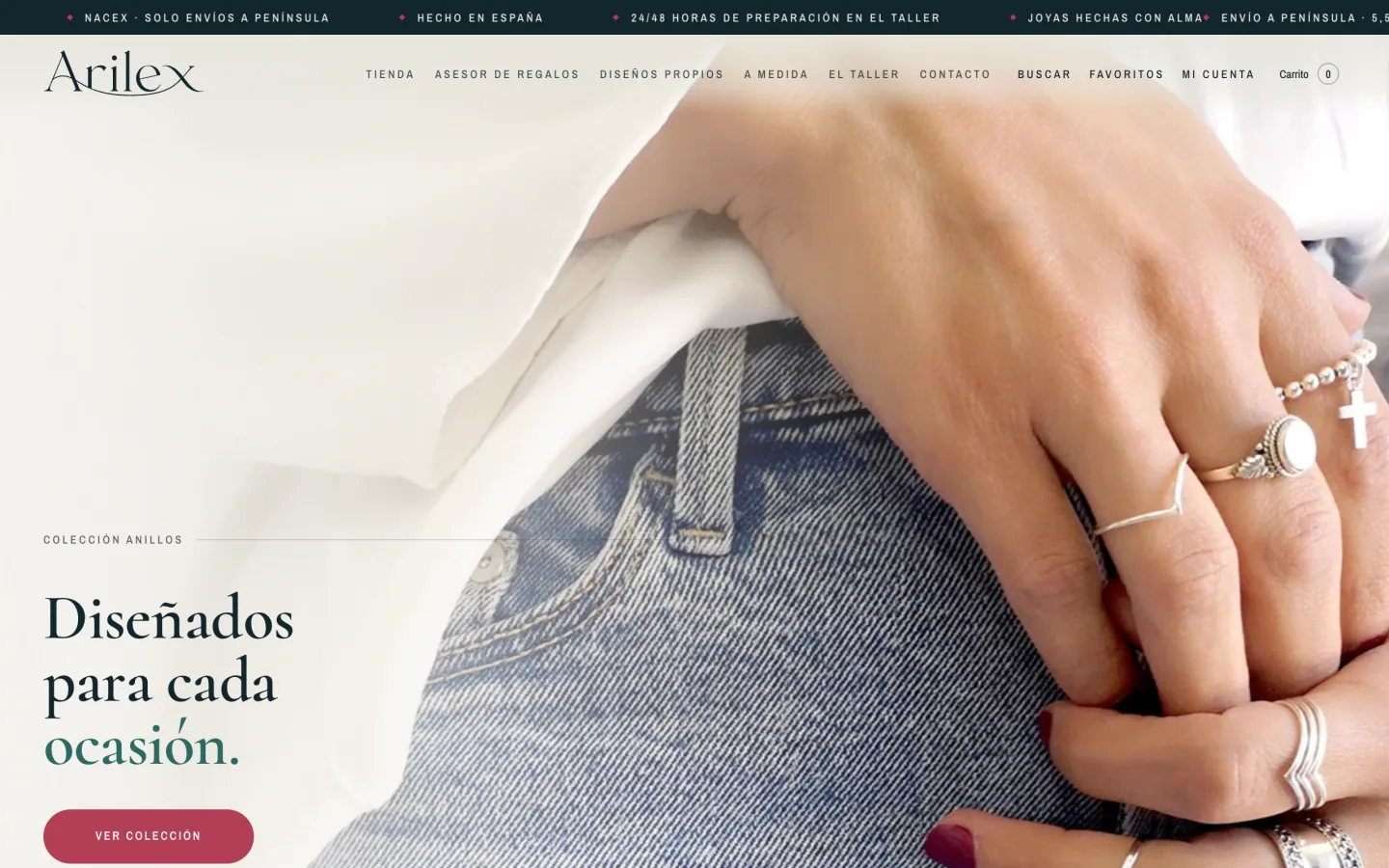 Tienda online de Arilex Joyas diseñada por Feroba