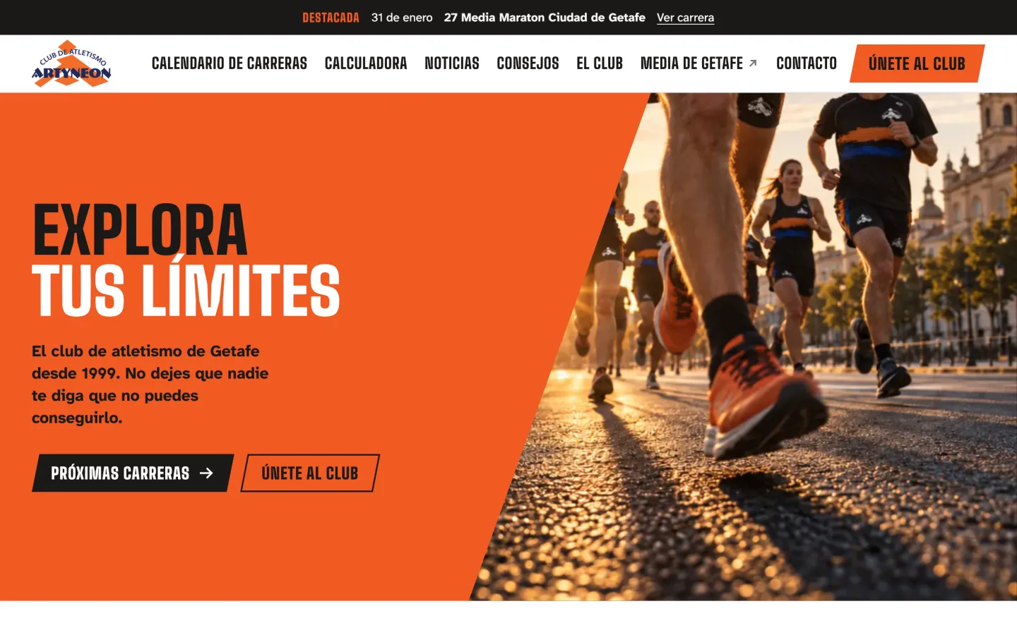 Web del Club de Atletismo Artyneon diseñada por Feroba